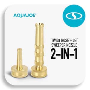 Ultimate Solid Brass, Heavy Duty Adjustable Twist Hose Nozzle and Bonus Jet Sweeper Nozzle