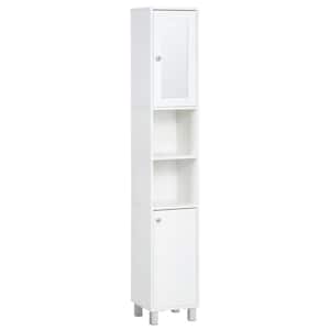 11.75 in. W x 11 in. D x 70.75 in. H. White Wood Bathroom Storage Wall Cabinet