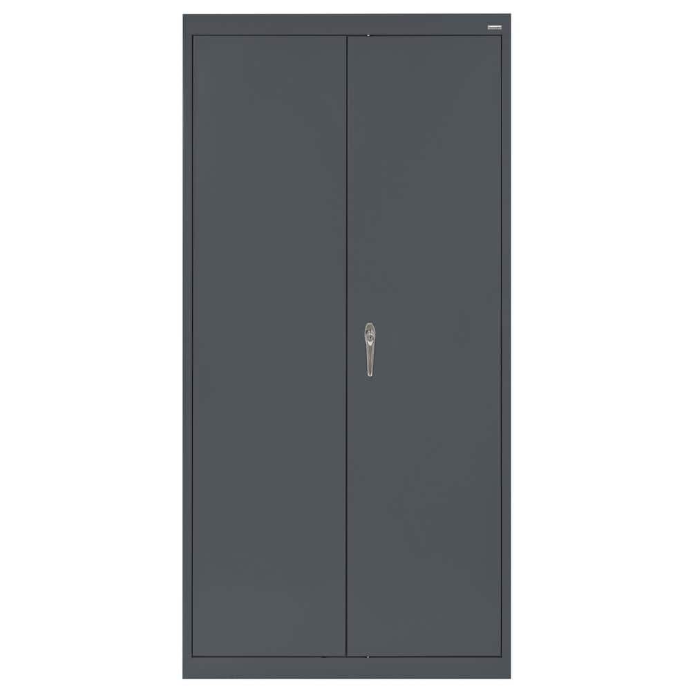Charcoal Gray Lockable Office Storage Cabinet with Adjustable Shelves