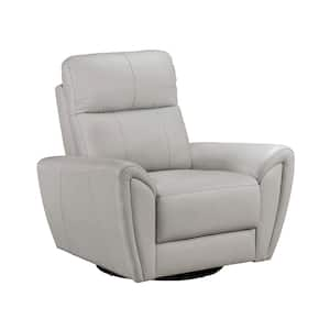 Dallas Gray Leather Swivel Glider Armchair