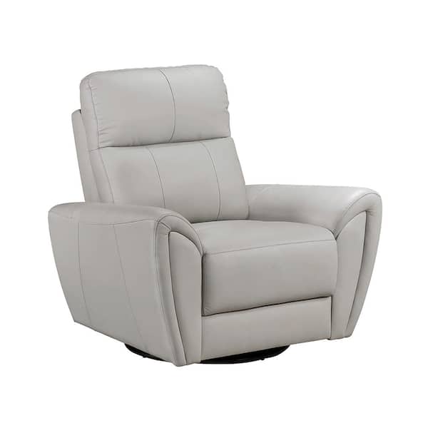 Lazzara Dallas Gray Leather Swivel Glider Armchair