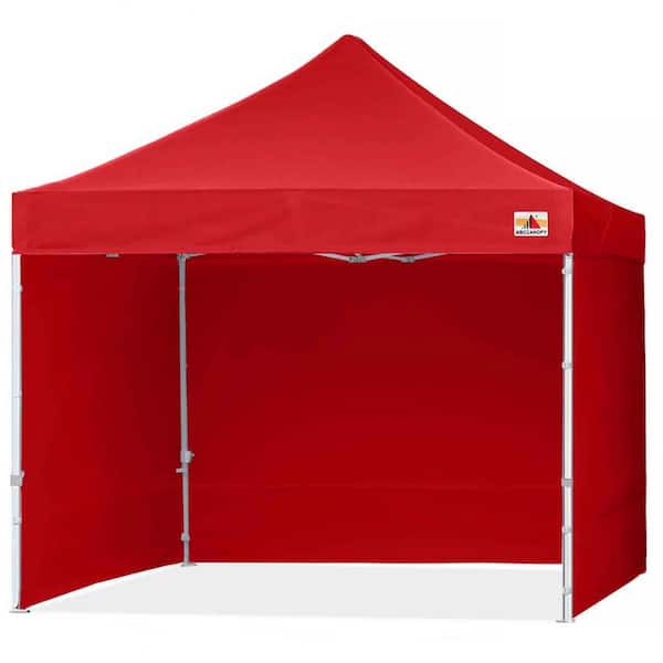 ABCCANOPY 10 ft. x 10 ft. Red Commercial Instant Shade Metal Pop Up Canopy Tent with Sidewall Panel