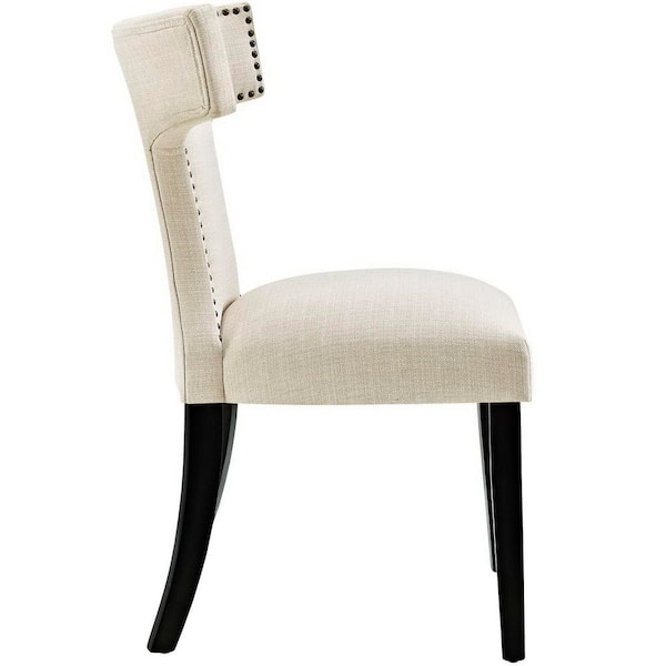Curve Beige Fabric Dining Chair