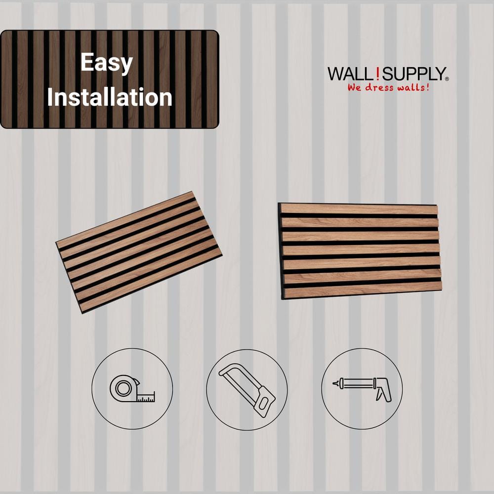 Walnut 3D Acoustic Polystyrene Wall Panels Set of 6
