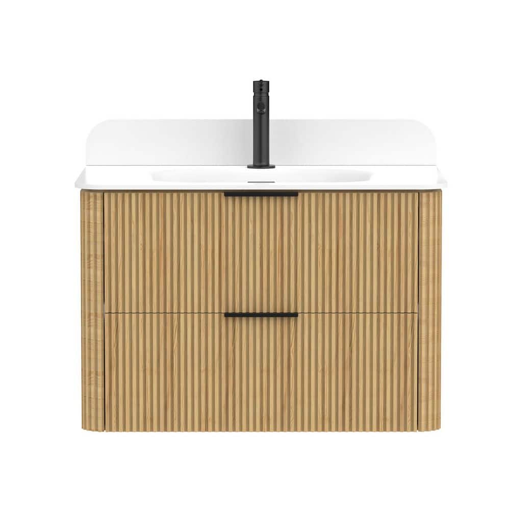 36 in. W x 19 in. D x 24 in. H Single Sink Floating Bath Vanity in Oak with White Acrylic Top price history on PriceWatchPro