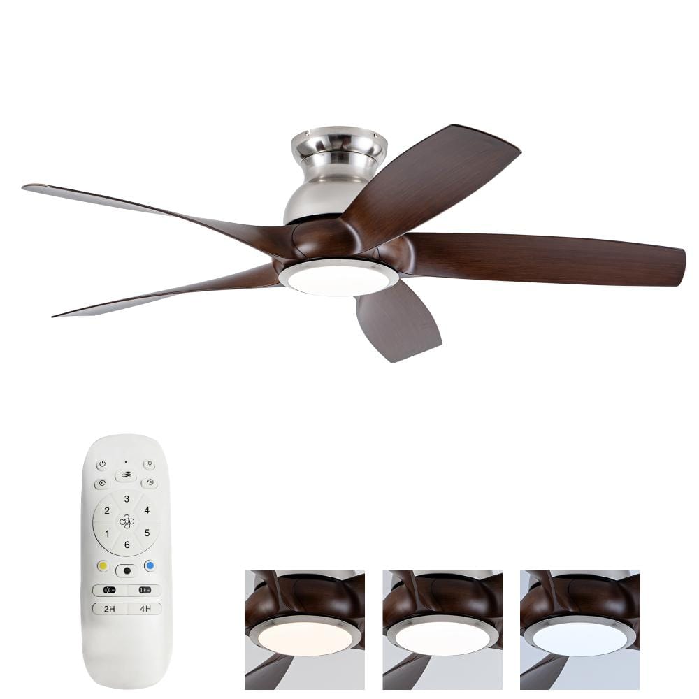 56 in. Indoor DC Motor Ceiling Fan Solid Wood with Remote Control, 3 Color LED Light Source 6 Speed,  Nickel and Wood price history on PriceWatchPro