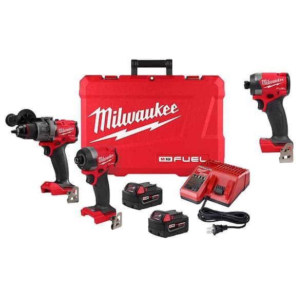 M18 FUEL 18V Lith-Ion Cordless Hammer Drill & Impact Driver Combo Kit (3-Tool) w/ 2 Batteries & 1/4 in. Impact Driver