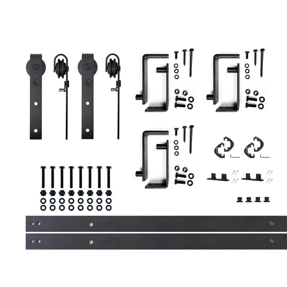 4.5 ft./54 in. Black Rustic Double Track Bypass U-Shape Sliding Barn Door Hardware Kit - Classic Design Roller price history on PriceWatchPro