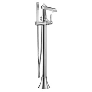 Flara Single-Handle Floor-Mount Roman Tub Faucet with Hand Shower in Chrome (Mounting Kit Not Included)