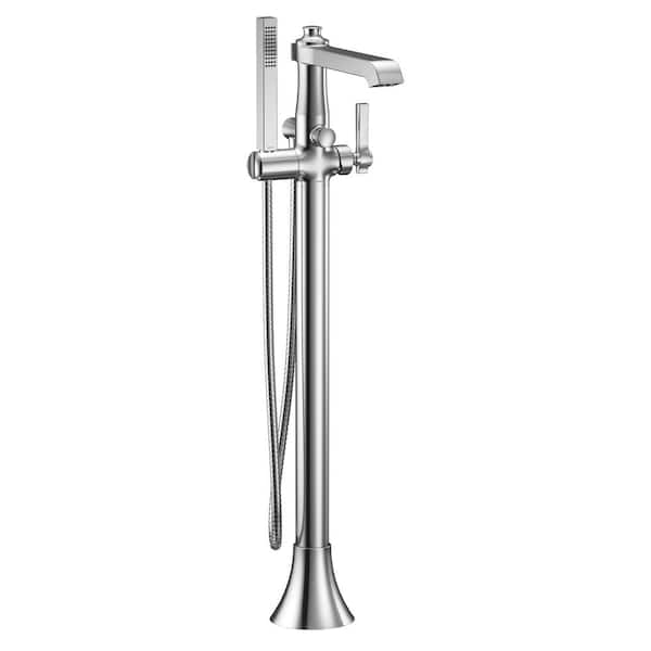 MOEN Flara Single-Handle Floor-Mount Roman Tub Faucet with Hand Shower in Chrome (Mounting Kit Not Included)