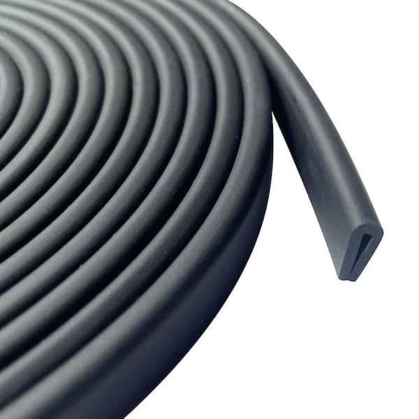 200L x 0.41in. ft. Easy to Install Flexible Cut Heat Resistant Black EPDM Rubber Edging Edge Protector 1-Pack