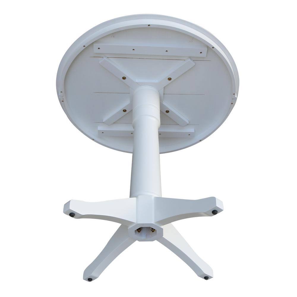 36" White Solid Wood Round Counter Height Table