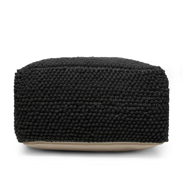 Noble House Hardt Charcoal Handcrafted Tufted Square Pouf