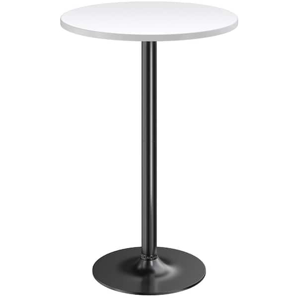 23.8 in. Round Bar Table with Waterproof MDF Top, White, 1 Piece