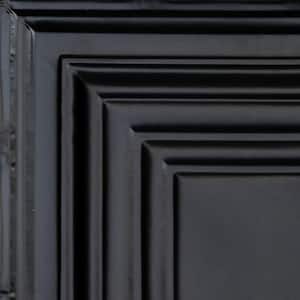 Take Home Sample - Williamsburg Satin Black 1 ft. x 1 ft. Decorative Tin Style Nail Up Ceiling Tile (1 sq. ft./case)