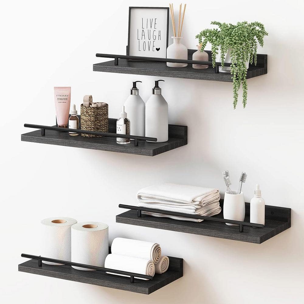 Cubilan 15.8 in. W x 5.9 in. D Black Floating Shelves Decorative Wall ...