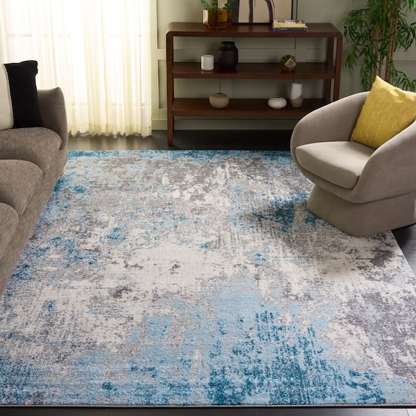 Tulum 12 ft. x 12 ft. Square Gray/Blue Rustic Abstract Area Rug