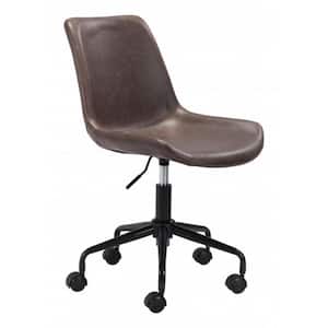 Julia Brown Polyurethane Office Chair with Armless Arms