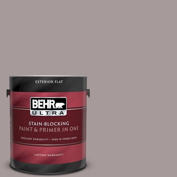 BEHR ULTRA 1 gal. #UL250-8 Smoked Mauve Flat Exterior Paint and Primer in One