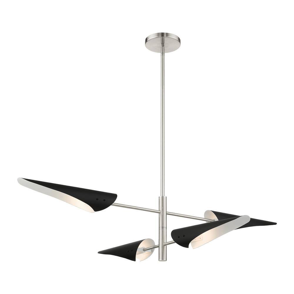 Brushed Nickel 4-Light Modern Pendant Chandelier