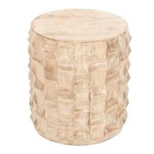 17 in. White Round Wood End/Side Table with Convenient Floor Protectors