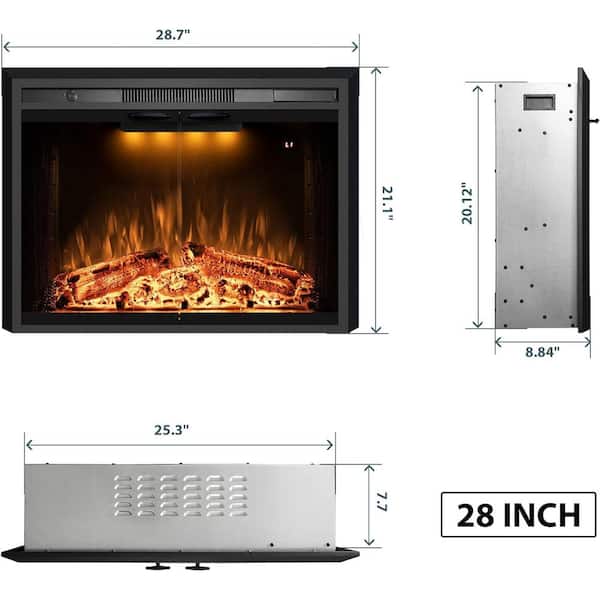 28 in. Electric with Glass Door, Multi-Color Flames, Log Speaker