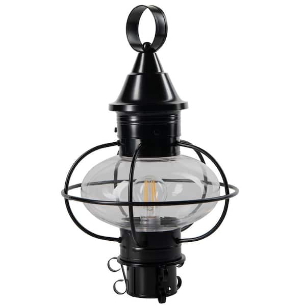 NORWELL Classic Onion 1-Light Black Brass Hardwired Outdoor Post Lantern with No Blulbs