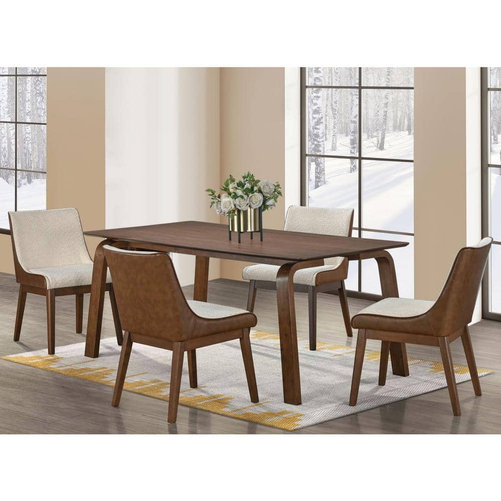Furniture of America Forest Wisp 5-Piece Rectangle Walnut Wood Top Dining Room Set (Seats-4)
