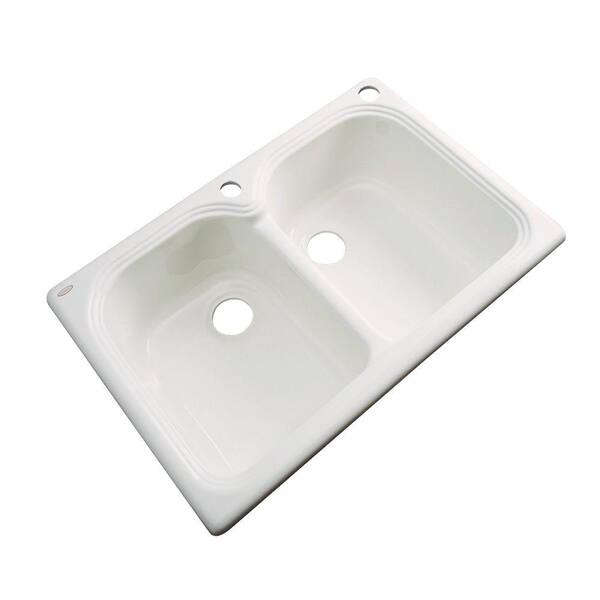 Thermocast Hartford Drop-In Acrylic 33 in. 2-Hole Double Bowl Kitchen Sink in Almond