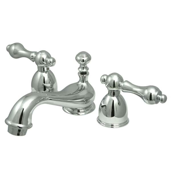 Kingston Brass Restoration 4 in. Mini-Widespread 2-Handle Bathroom Faucets in Polished Chrome