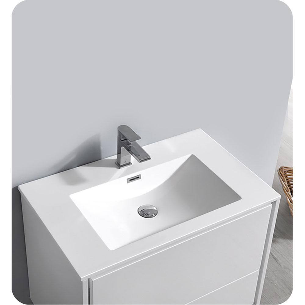Glossy White 30" Wall-Mounted Modern Bathroom Vanity Cabinet