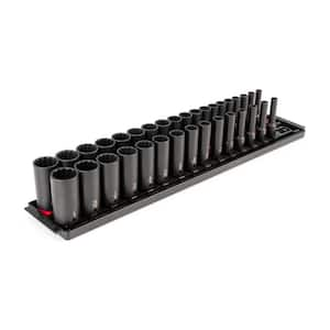 3/8 in. Drive Deep 12-Point Impact Socket Set (34-Piece) (1/4-1 in., 6-24 mm) - Rails