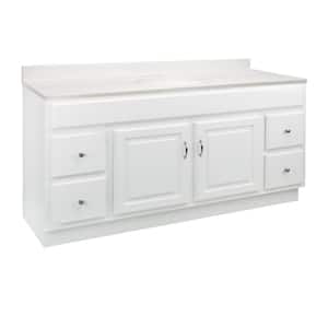 Concord 61 in. x 22 in. x 34.88 in. Bath Vanity in White with White Cultured Marble Vanity Top with Single White Basin