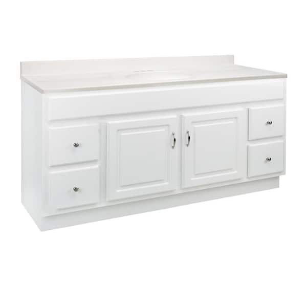 Design House Concord 61 in. x 22 in. x 34.88 in. Bath Vanity in White with White Cultured Marble Vanity Top with Single White Basin