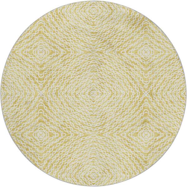 Dream Shag Premium Machine Washable Abstract ADS74 Gilded 8 ft. x 8 ft. Round Rug