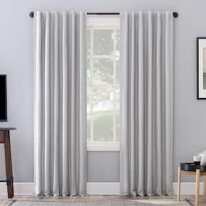 Evelina Chrome Gray Layered 50 in. W x 108 in. L Back Tab 100% Blackout Curtain (Single Panel)