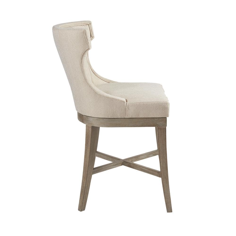 Trentin Cream Wood Swivel Wingback Counter Stool
