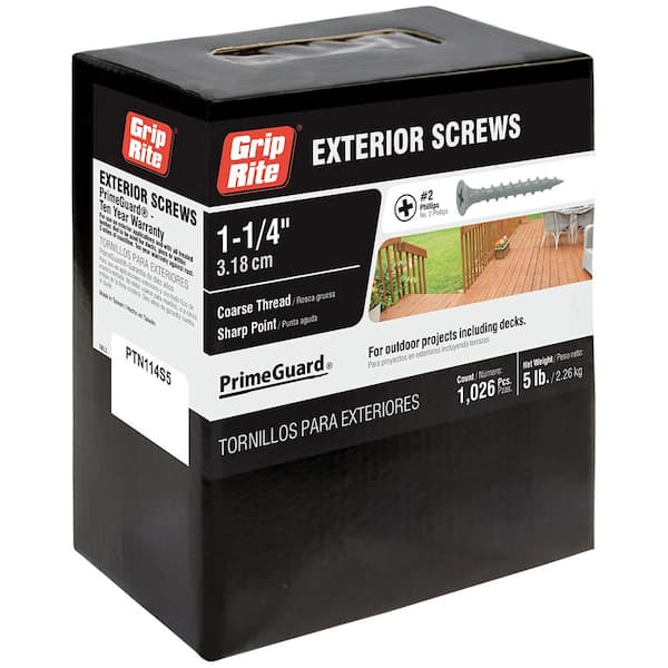 Grip-Rite #6 x 1-1/4 in. Philips Bugle-Head Coarse Thread Sharp Point Polymer Coated Exterior Screws (5 lbs./Pack)