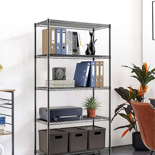 5-Shelf Heavy Duty Storage Shelving Unit, Pantry Organizer Shelving Unit, 1250 Lbs Loading Capacity, Black