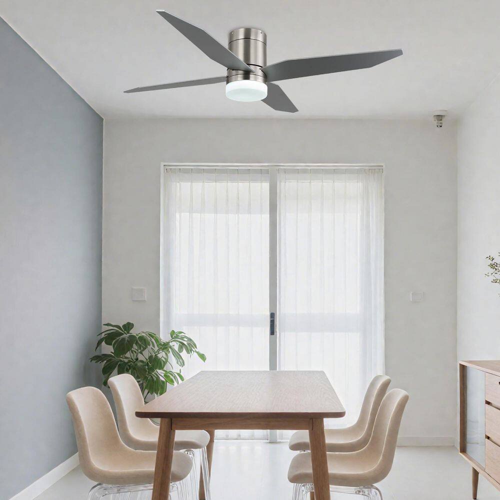 IronCage 52 in. 5-Blade Brown Flash Mount Nickle Ceiling Fan with Cage LED Light, Reversible Motor price history on PriceWatchPro