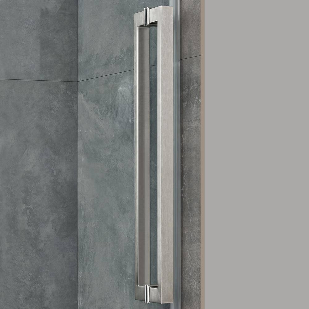 Satin Nickel Frameless Sliding Soft Close Shower Door with Clear Glass