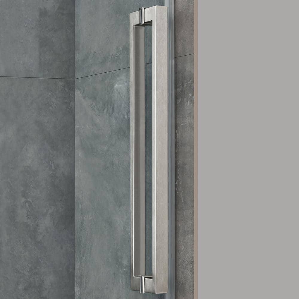 Satin Nickel Frameless Sliding Soft Close Shower Door with Clear Glass