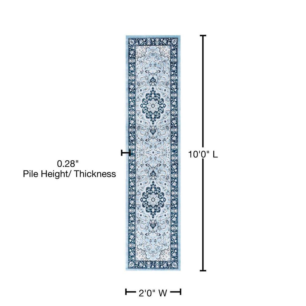 Navy/Blue Medallion Easy-Care Synthetic Area Rug
