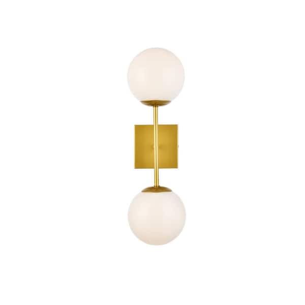 Unbranded Home Living 5.9 in. 2-Light Brass Vanity Light with Glass Shade