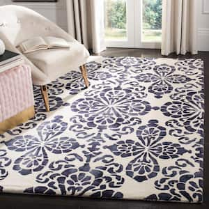 Dip Dye Ivory/Navy 2 ft. x 3 ft. Gradient Floral Medallion Area Rug