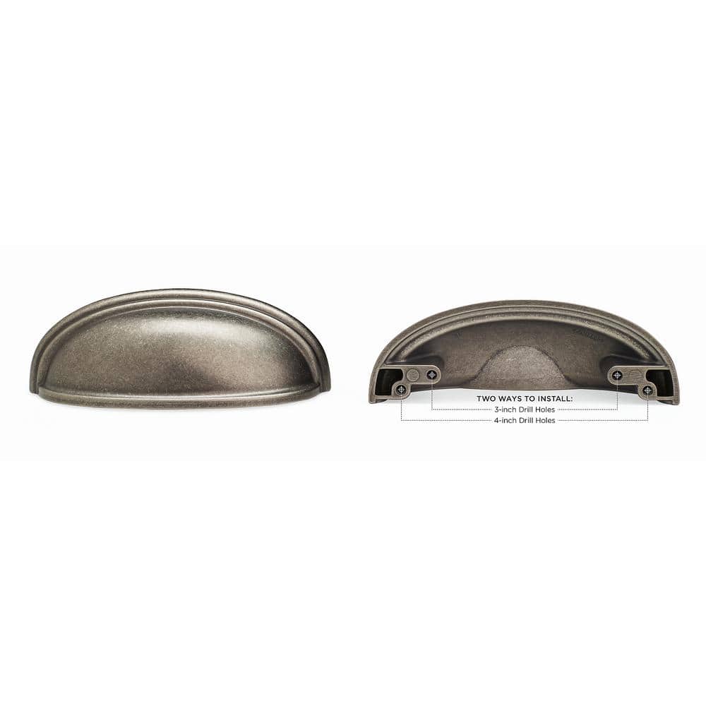 Gunmetal Steel 4-Inch Cup Pull with Mounting Hardware