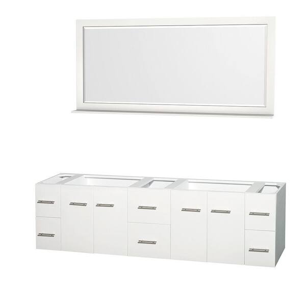 Wyndham Collection Centra 79 in. Double Vanity Cabinet with Mirror in White