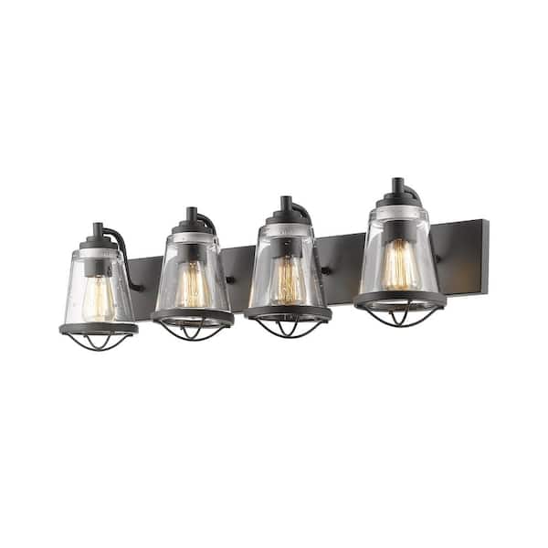 Unbranded Mariner 32 in 4-Light Bronze Vanity Light with Glass Shade