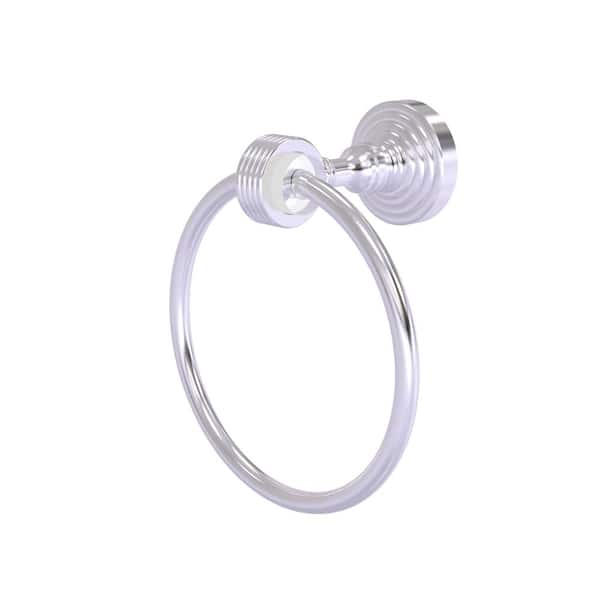Allied Brass Pacific Grove Collection Wall Mounted Towel Ring with Groovy Accents in Satin Chrome