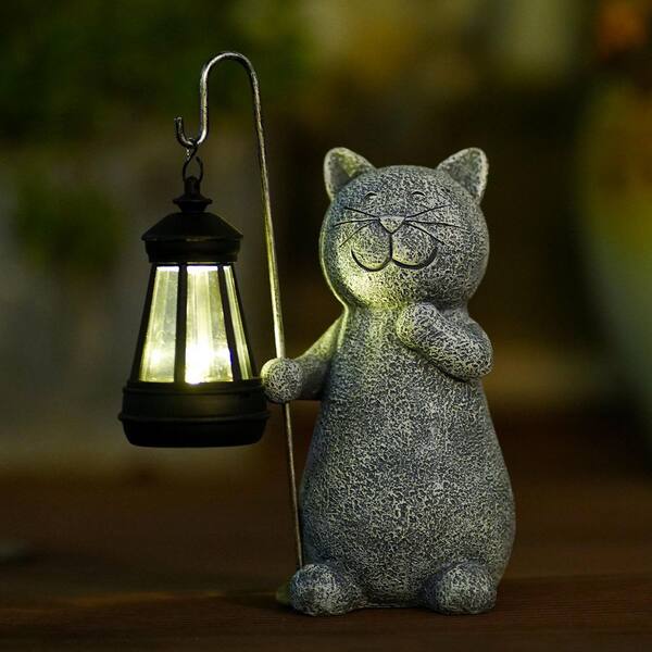 Goodeco Solar Garden Statue Cat Figurine- Garden Art with Goodeco Solar Garden Statue Cat Figurine- Garden Art with